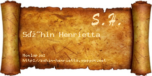 Sáhin Henrietta névjegykártya